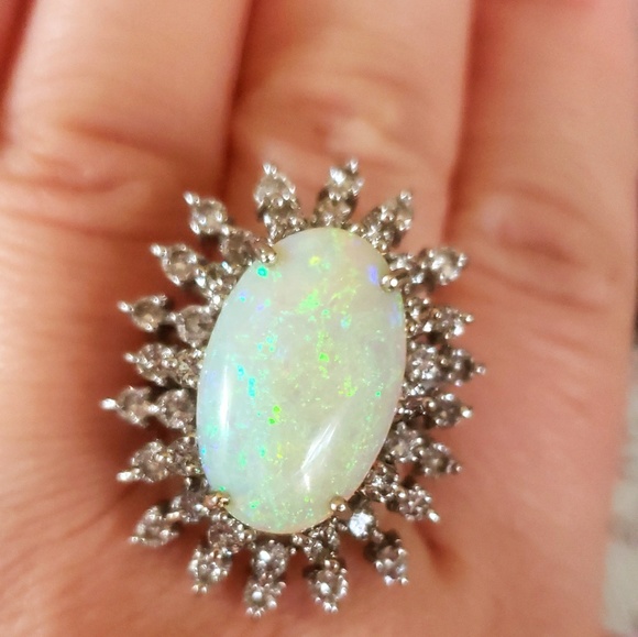 Gigantic opal diamond ring - Picture 2 of 8